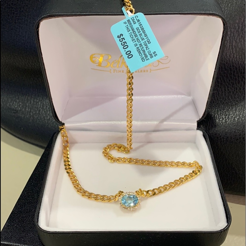 Belk & Co. Blue Topaz & White Sapphire Gold Plated Necklace